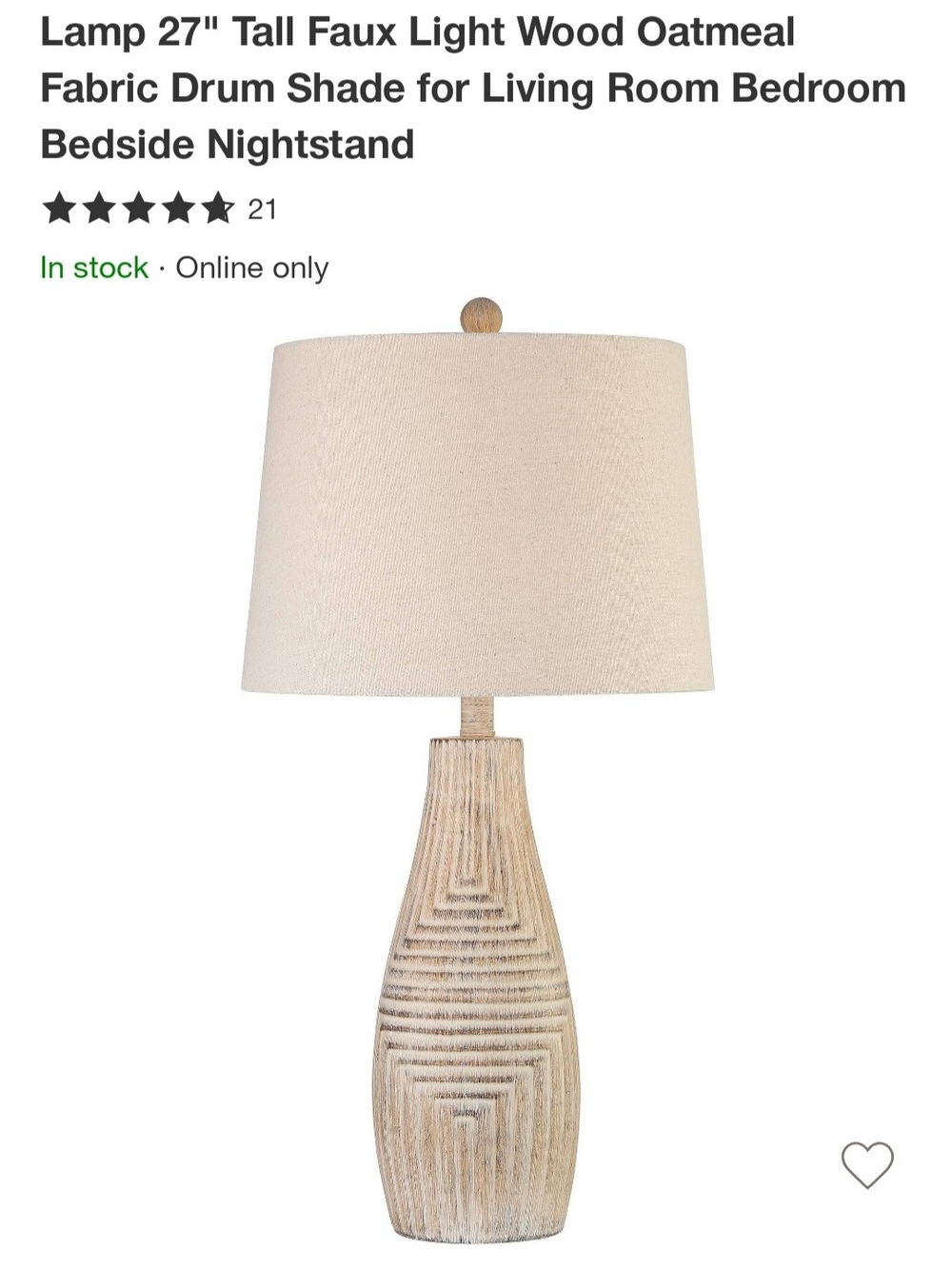 Oatmeal Fabric Shade Table Lamp with Light Wood-Effect Base